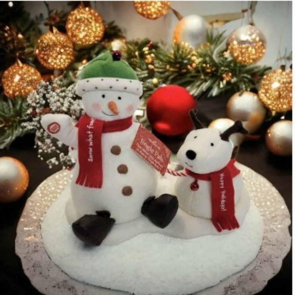 Hallmark 2004 Jingle Pals Singing Snowman and Dog Animated Christmas Plush Works